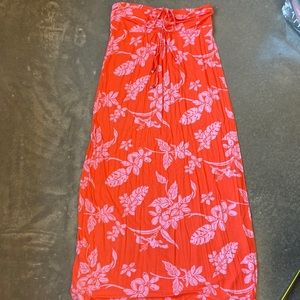 Tommy Bahama maxi dress red strapless large floral
